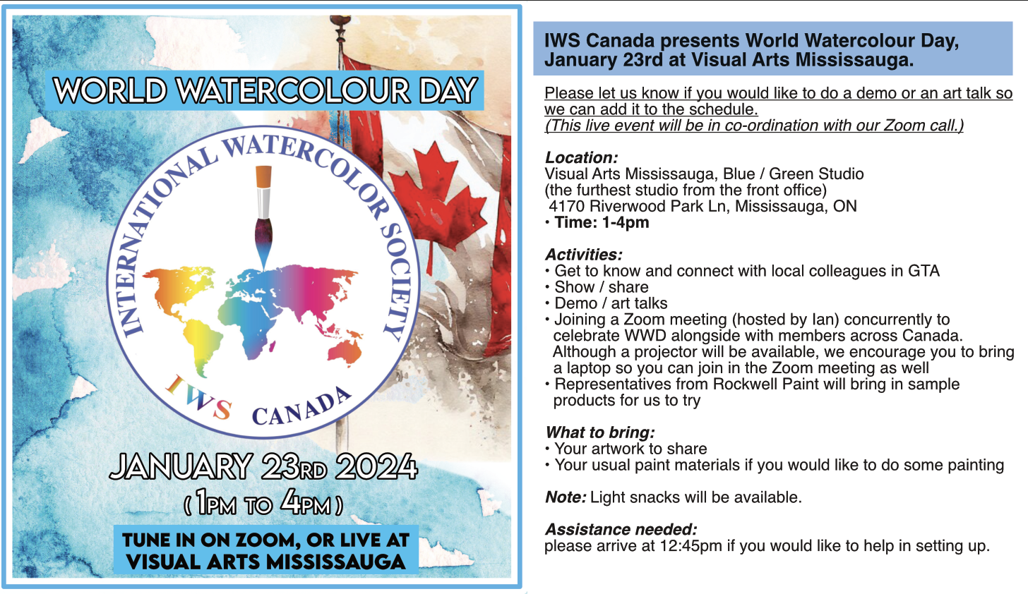World Watercolour Day Live At Visual Arts Mississauga Hosted By Luan